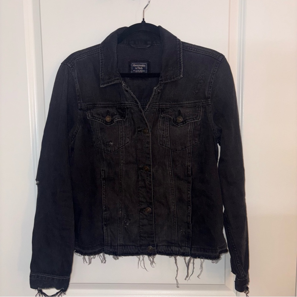 Abercrombie & Fitch Black Distressed Jean Jacket